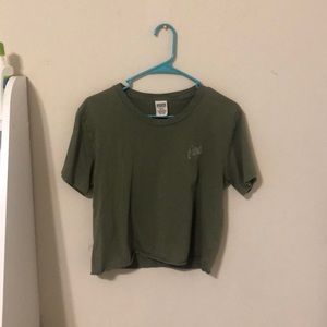 olive green PINK crop top